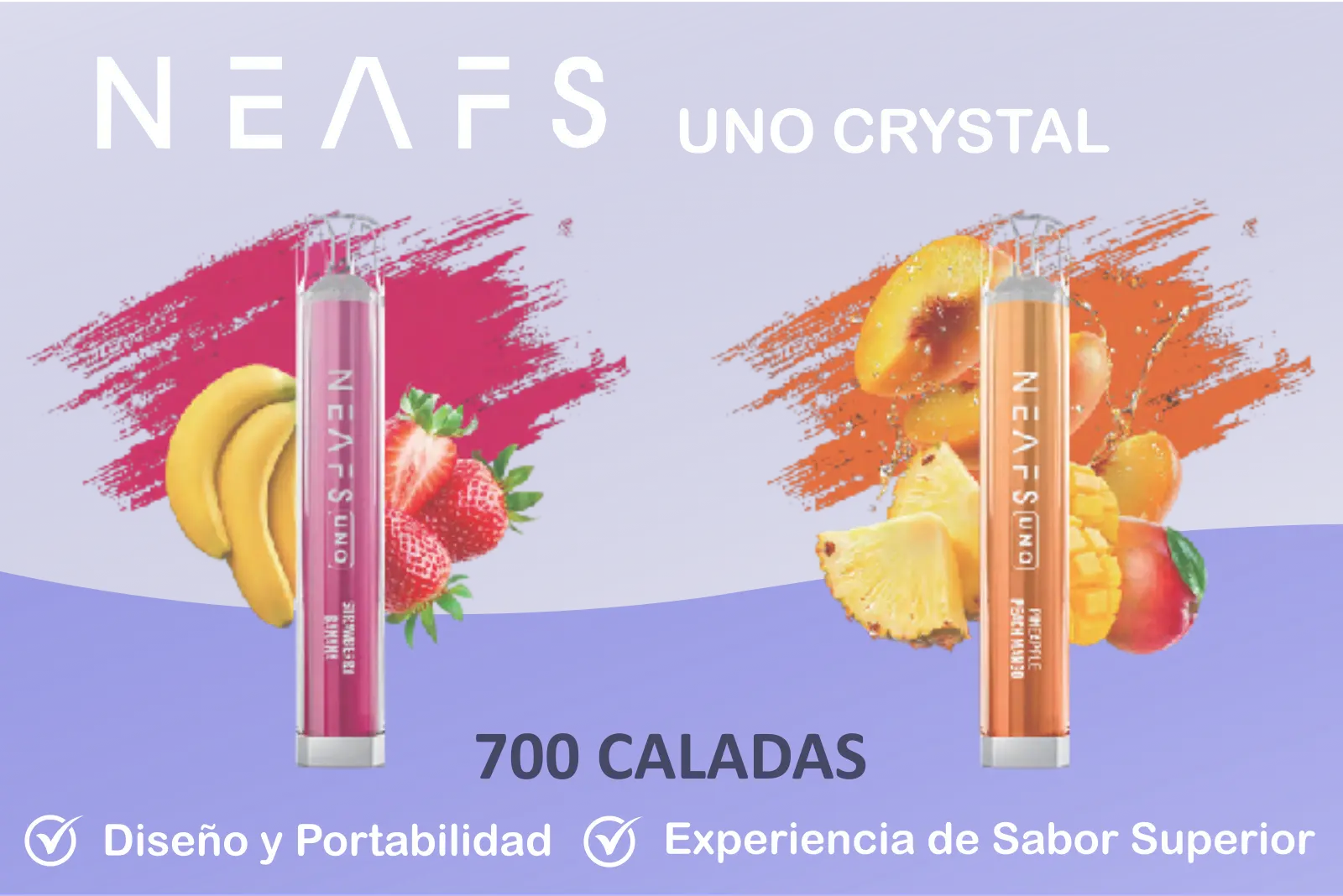 NEAFS UNO Crystal sabor Strawberry Kiwi – vaper desechable de 700 caladas con sabor dulce y afrutado