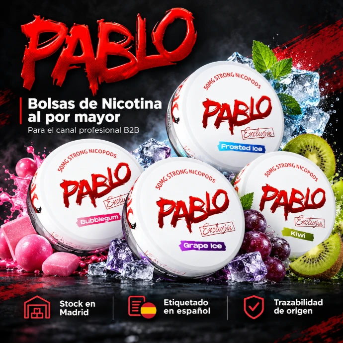 PABLO Exclusive, bolsas de nicotina, mayorista, distribuidor España y Estanconet
