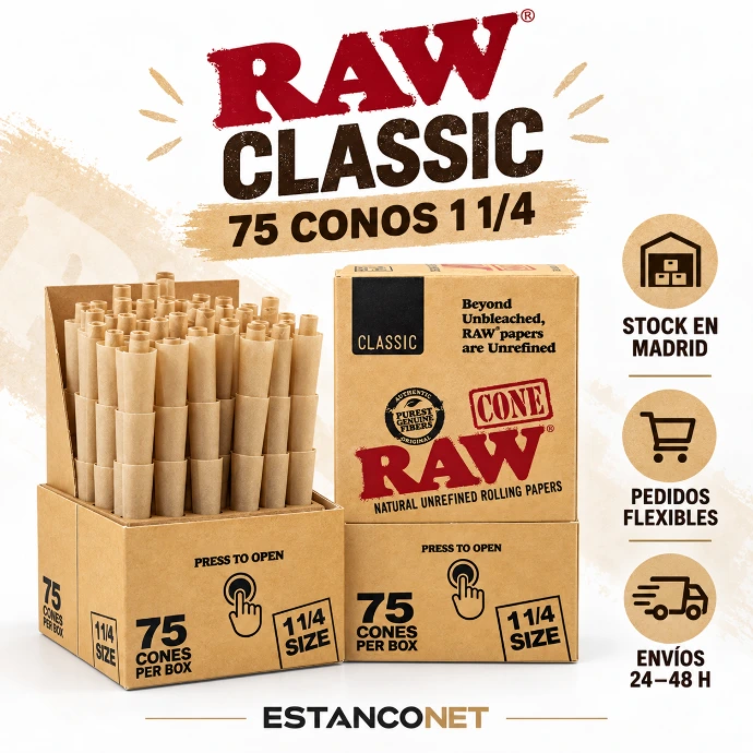 RAW Classic Conos Preenrollados 1 1/4 (75 uds)