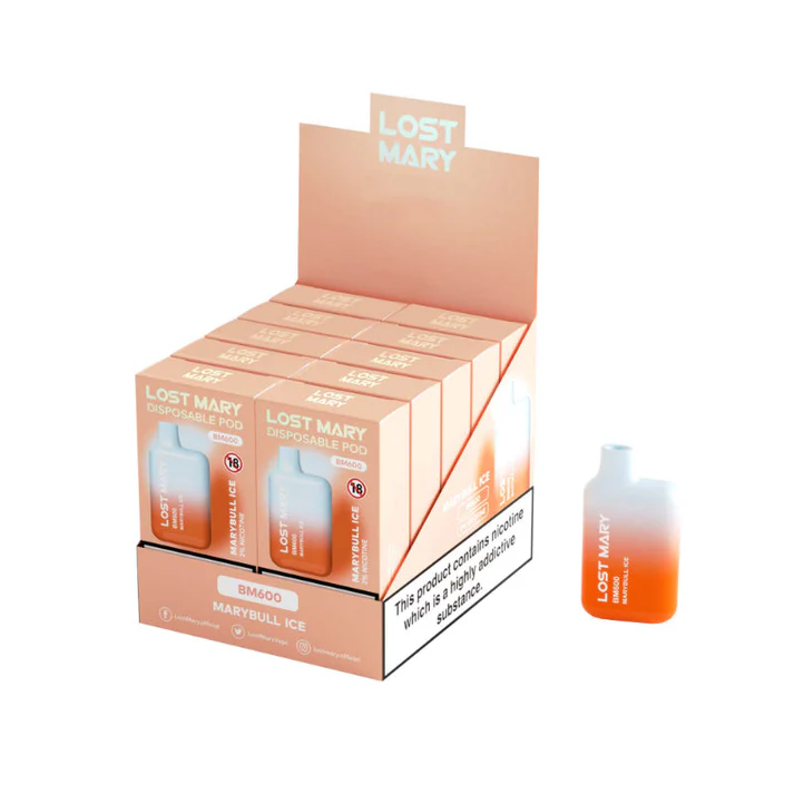 LOST MARY BM600 2mg Marybull Ice con nicotina 600 caladas vaper desechable venta al mayor por cajas de 10.webp