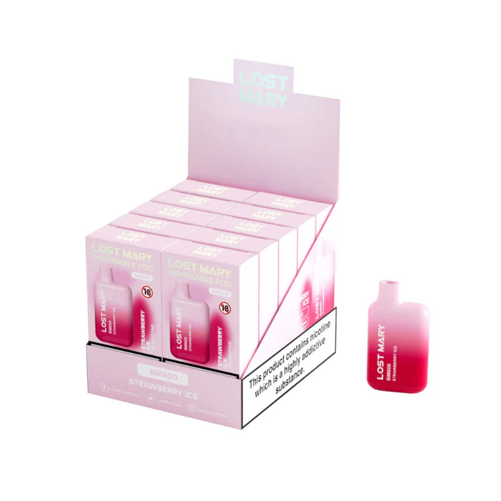 LOST MARY BM600 0mg Strawberry Ice Sin Nicotina cajita de vaper desechable lostmary sin nico.webp