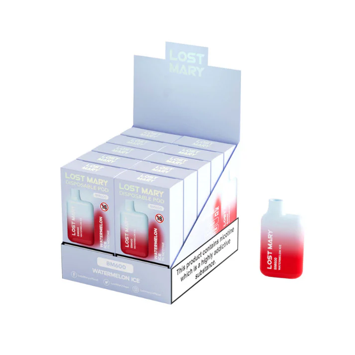 LOST MARY BM600 0mg Watermelon Ice Sin Nicotina vaper sin nicotina lostmary 600 puff.webp