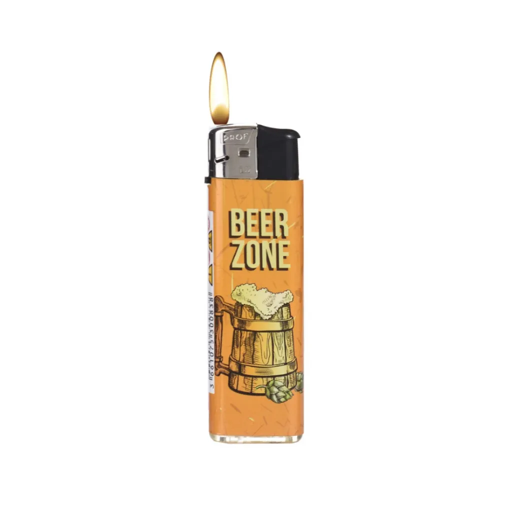 mechero-prof-electronico-beer-encendido.webp