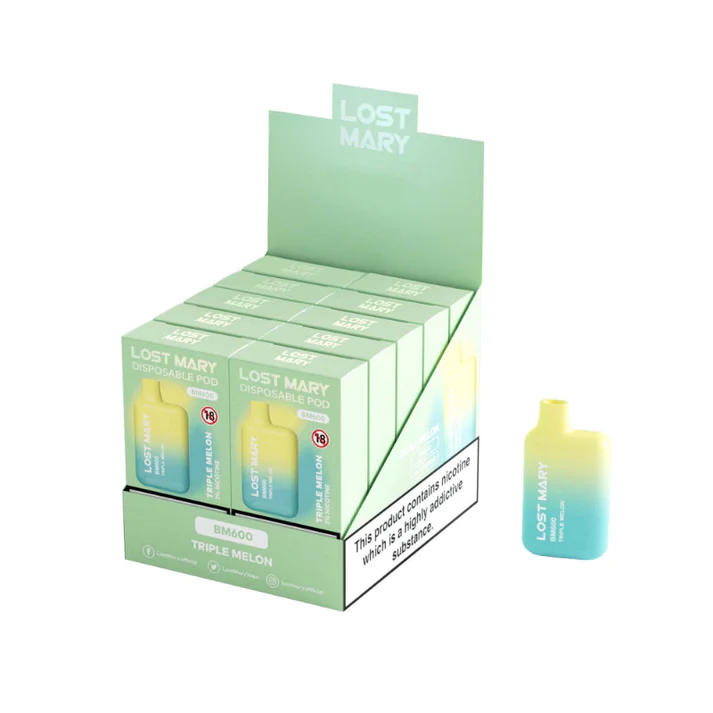 LOST MARY BM600 20mg Triple Melon vaper desechable 600 caladas caja de 10 venta al mayor.webp