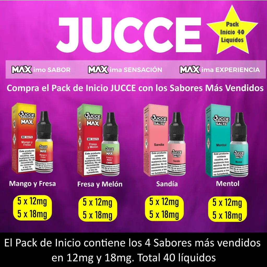 Pack Inicio Jucce Max y Jucce Salts 40 Líquidos