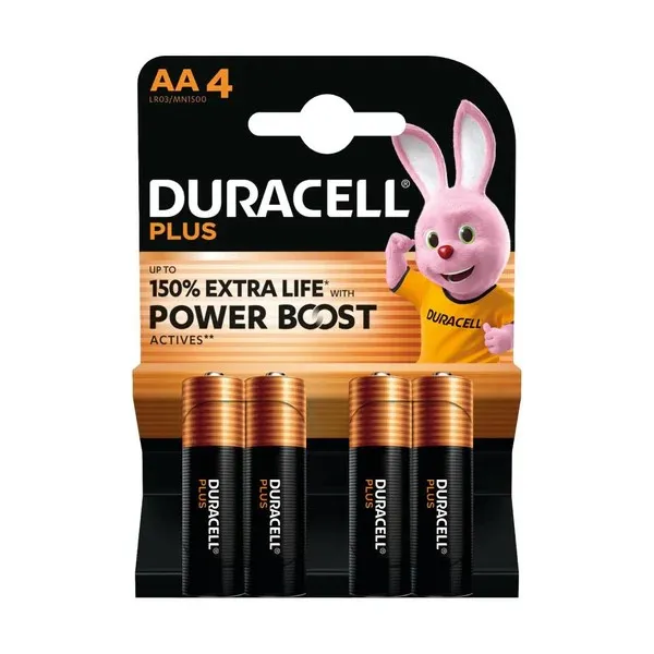 [DUR17602] Duracell Plus Pilas Alcalinas Power Boost  – AA (blister 4 pilas)