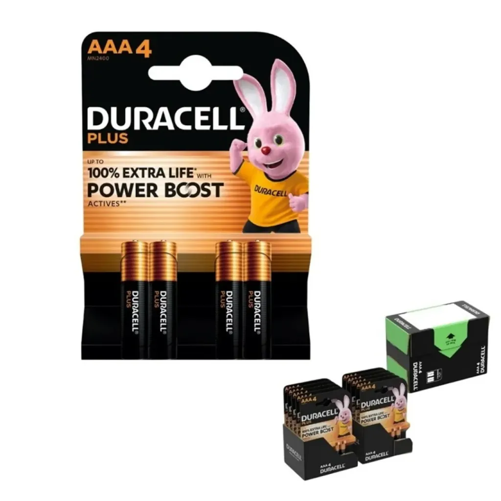 [eee] Duracell Plus Pilas Alcalinas Power Boost AAA (blister 4 pilas) Caja 10 Blisters