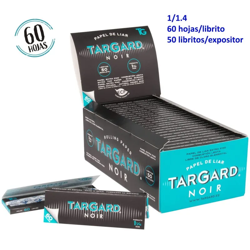 [4301.43002] TarGard NOIR® 1.1/4 Papel de liar Expositor con 50 libritos con 60 hojas