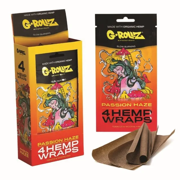 G-Rollz Passion Haze Hemp Wraps – Display 15 Packs (60 Blunts)