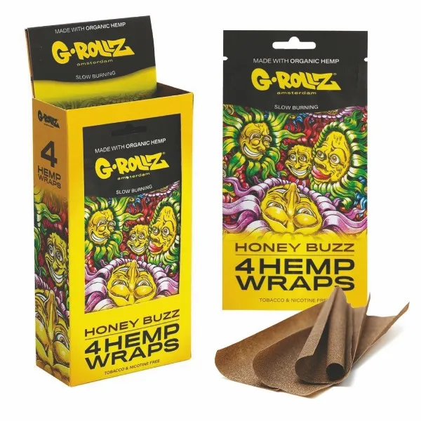 [4301.43190] G-Rollz Honey Buzz Hemp Wraps – Display 15 Packs (60 Blunts)