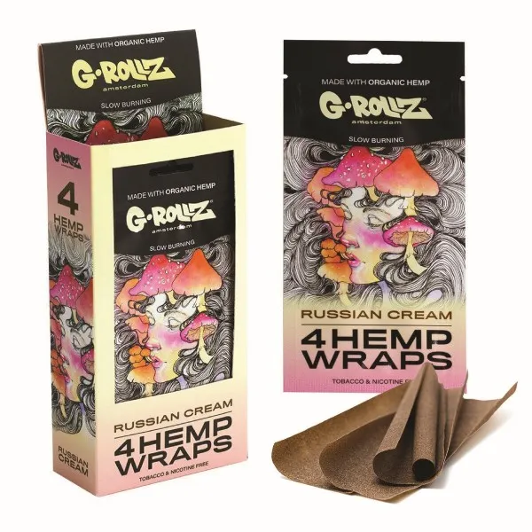[4301.43216] G-Rollz Russian Cream Hemp Wraps – Display 15 Packs (60 Blunts)