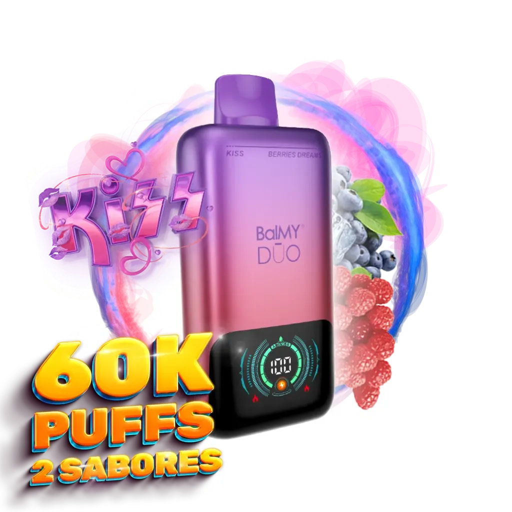 Vaper desechable BalMY DUO ZERO nic. 60000 puff – Berries Dreams y KISS