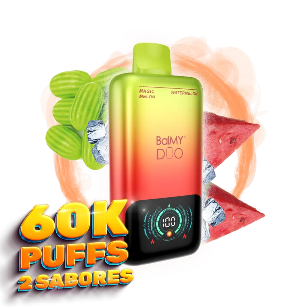 Vaper desechable BalMY DUO ZERO nic. 60000 puff – Magic Melon y Sandía